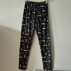 Sweetlegs EUC PJ bottoms, black with green mountains, trees, great gift …